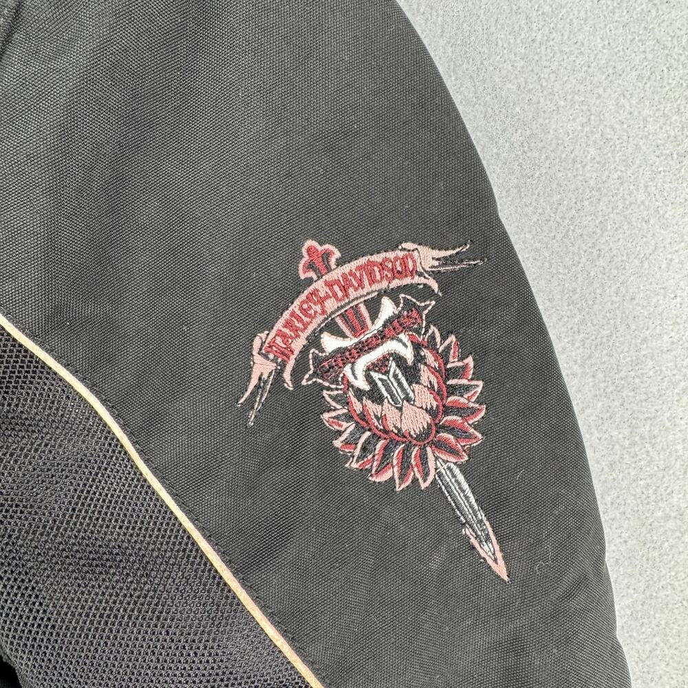 Harley-Davidson Jacket Womens XL Black Mesh Embroidered Motorcycle Riding Zip - Picture 6 of 12